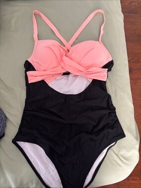 Victoria's Secret Pink and Black One-Piece Swimsuit